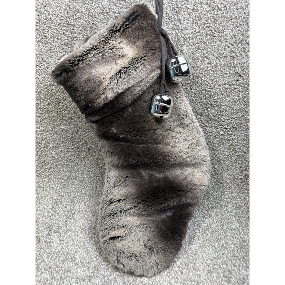 The Unbranded Brand Other - Cat Christmas Stocking Faux Fur "Meow" Embroidered Bells Holiday Decor